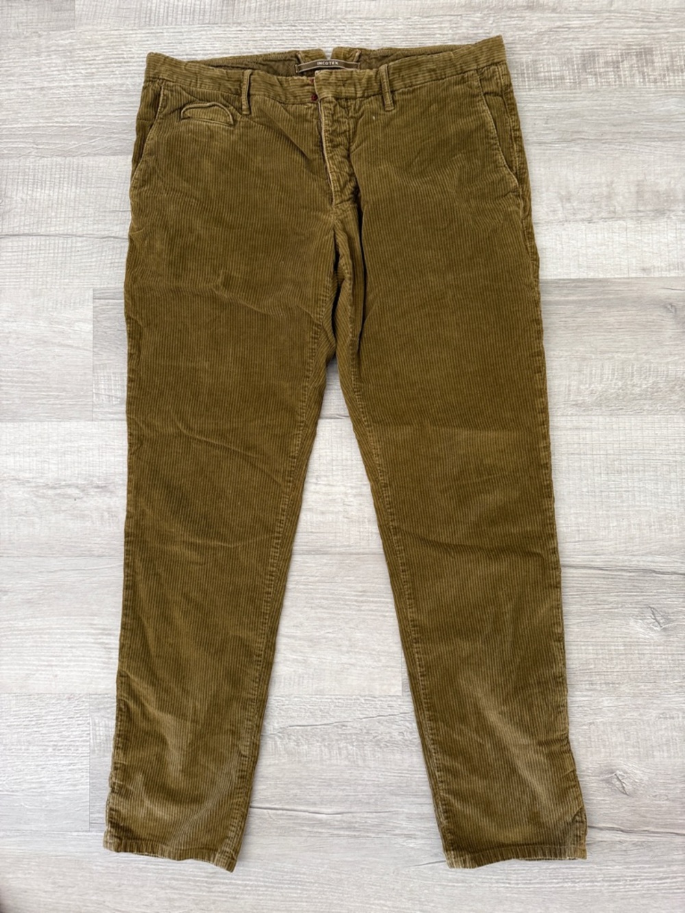 Incotex Olive Green Corduroy Pants